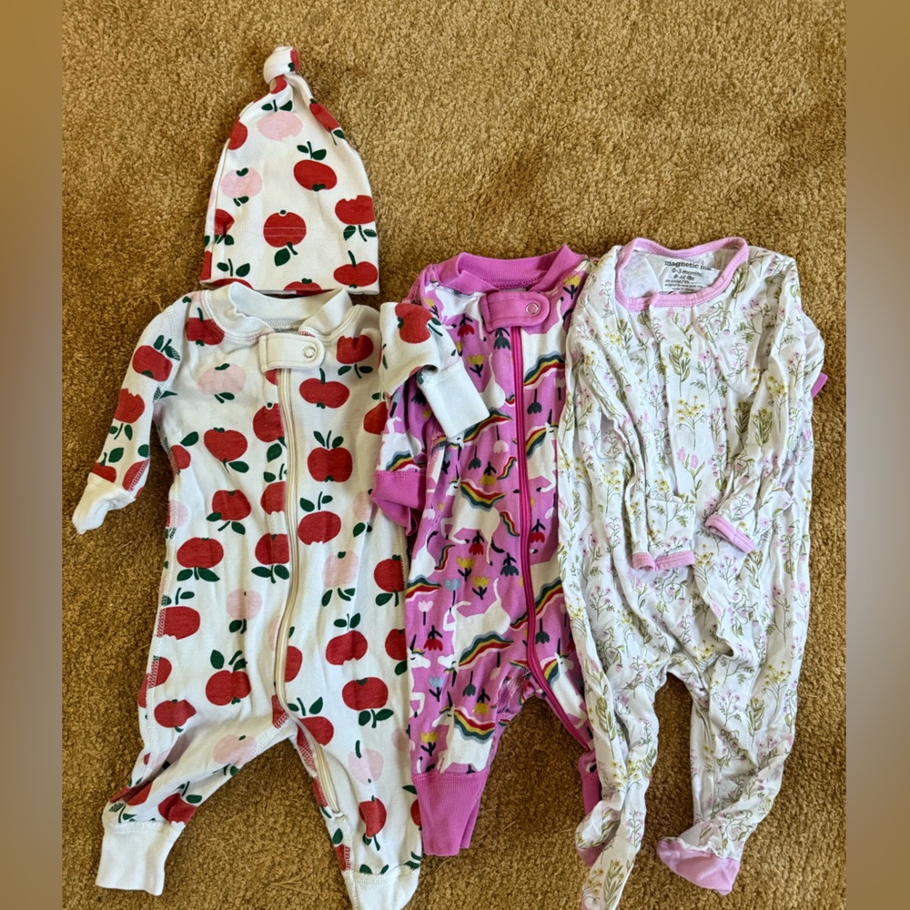 Set of Three Baby Pajamas - Hanna Anderson, Magnetic Me